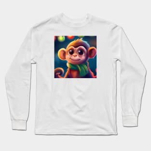 Cute Monkey Drawing Long Sleeve T-Shirt